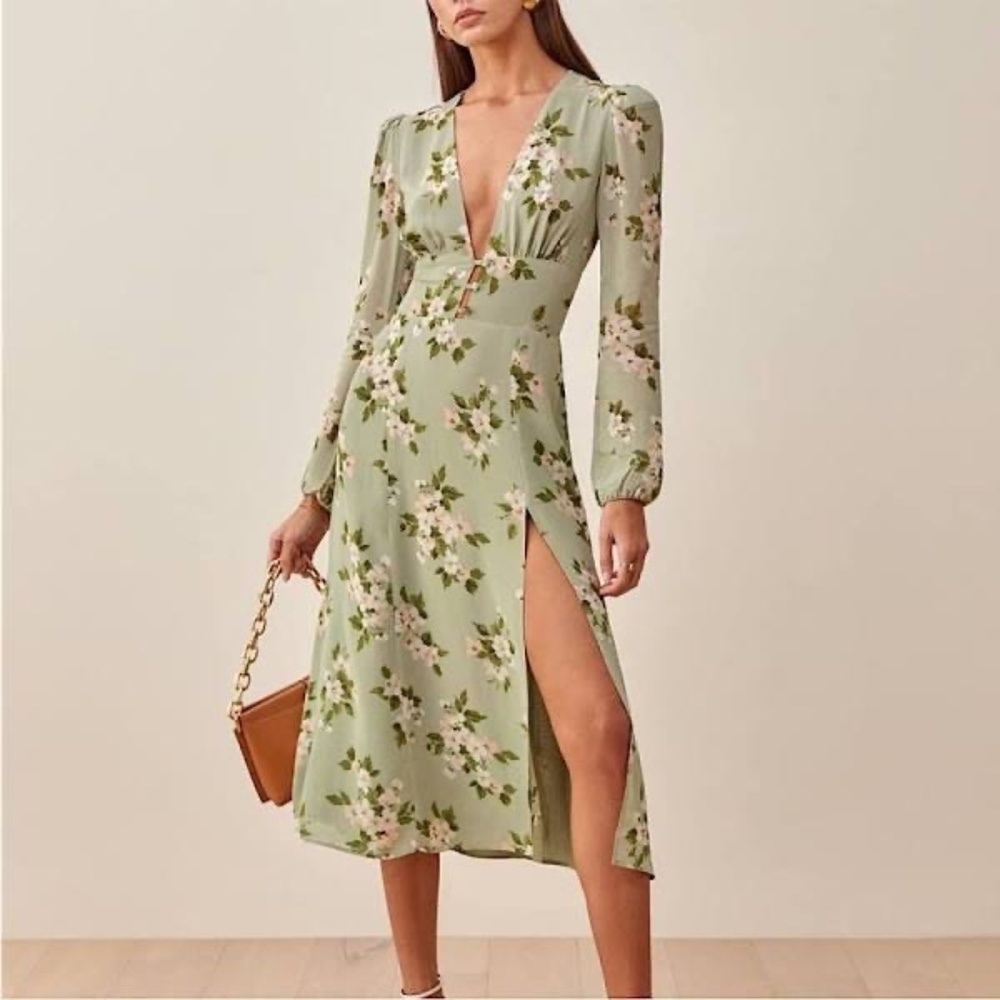 Reformation Lorne Midi Dress Size 2 Color Giana